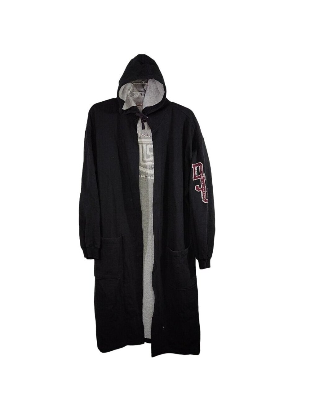 Vtg Def Jam University 84 Hood Open Robe Size M/L Black Hip Hop Streetwear FLAW
